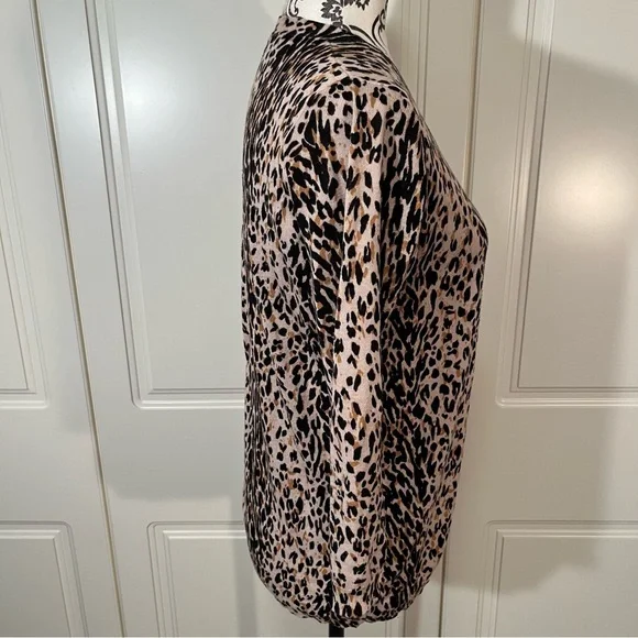 ZARA soft fine knit leopard print 3/4 sleeve cardigan women's size large - Picture 4 of 7